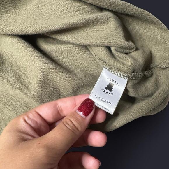 Teddy Fresh Classic Washed Pocket Tee Olive Green Small Embroidered Bear - Picture 8 of 9